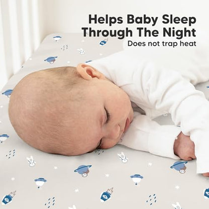 KeaBabies 2pk Organic Cotton Crib Sheets for Boys Girls 52x28, Cosmo
