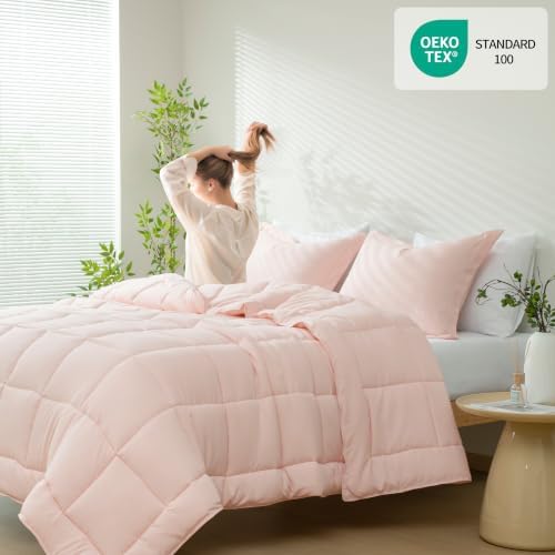 HIG 3pc Peach King Size Bedding Comforter Set Duvet Insert Blanket