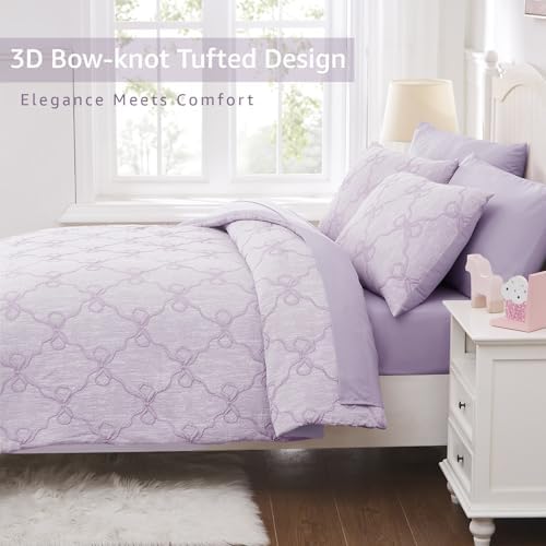 Full Size Comforter Sets with Sheets for Girls-7 Pieces Bow Bed in A Bag