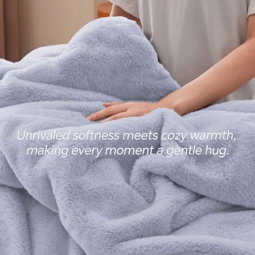 BEDELITE Faux Fur King Comforter Set Lavender,Warm Comforter for Winter