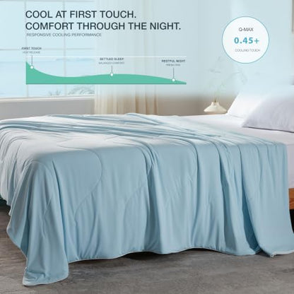 LEAONME® Cooling Comforter Twin XL Blue Blanket for Hot Sleepers 68"x90"