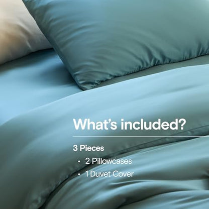 DOZ Duvet Cover Set, 100% Viscose derived from Bamboo, Organically Grown, Buttery Soft, Cooling Duvet Covers, High GSM, 1 Duvet Cover and 2 Pillowcases, 90"x90" (Teal, Full/Queen)