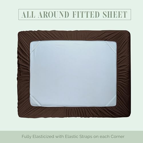 Elegant Comfort 1500 Premium Hotel Quality 18-24 Inches Deep - Extra Deep Pocket Single Fitted Sheet for High Mattress, Luxury and Softest, Smart Pocket - Wrinkle Free, Queen, Chocolate Brown