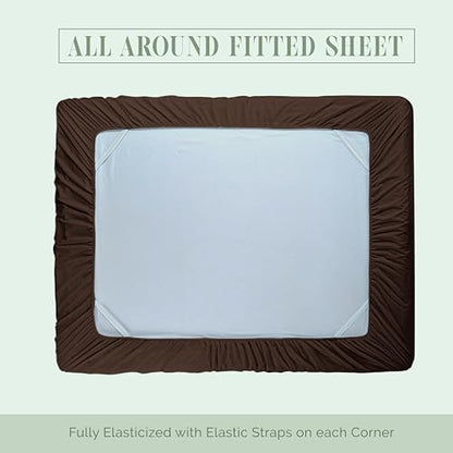 Elegant Comfort 1500 Premium Hotel Quality 18-24 Inches Deep - Extra Deep Pocket Single Fitted Sheet for High Mattress, Luxury and Softest, Smart Pocket -Wrinkle Free, California King, Chocolate Brown