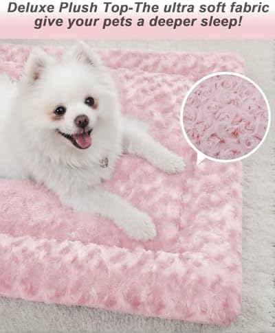 Exsnugy Washable Dog Bed Mat Medium Size Fluffy Pet Crate Pad 30x19