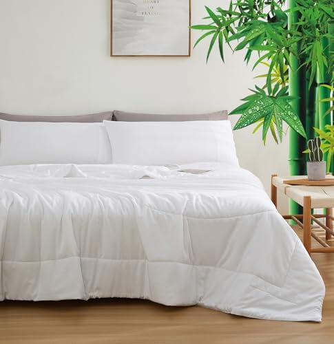 Zaizaihome Bamboo Viscose Comforter Set Twin Size 2 Pieces - White