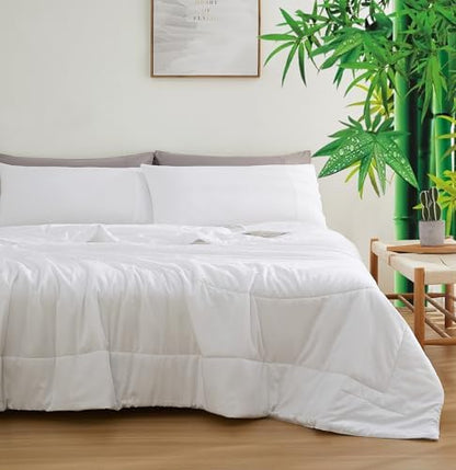 Zaizaihome Bamboo Viscose Comforter Set Twin Size 2 Pieces - White