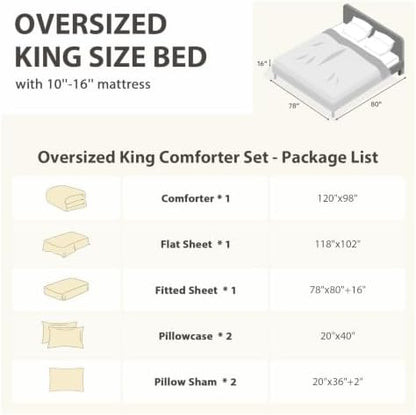 MUXHOMO 7 Pieces Oversized King Comforter Set, Soft Bed in a Bag Oversized King Size, All Season Bedding Set with Comforter, Flat Sheet, Fitted Sheet, Pillowcases & Shams, Navy Blue