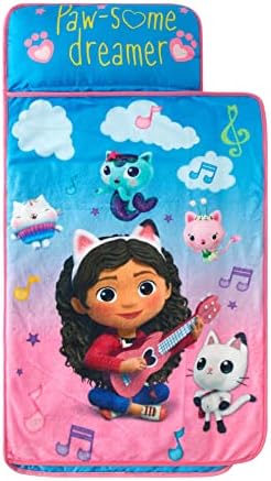 Super Soft Plush Toddler Quilted Nap Mat with Built in Blanket and Pillow