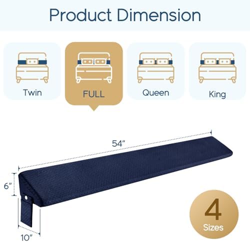 Homemate Full Size（54"x10"x6"） Bed Wedge Pillow for Headboard - Upgraded Bed Gap Filler Full Between Mattress and Headboard - Pillow Wedge for headboard Gap - Blue