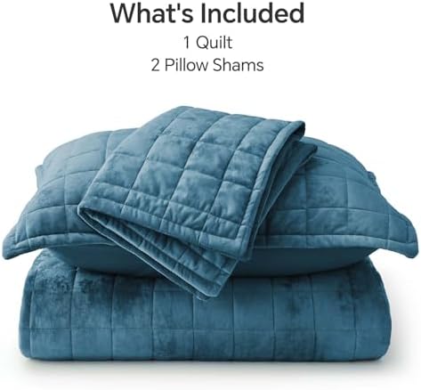 BEDELITE Velvet Quilt Set King Size, Luxury Velvet Comforter Bedding