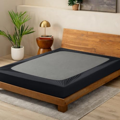 Bare Home Queen Size Box Spring Cover Wrap Around (Queen, Black)