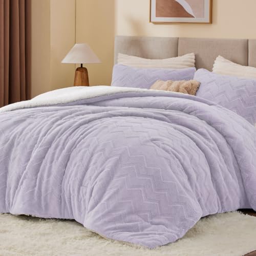 BEDELITE Fluffy Sherpa Twin Comforter Set,Lavender