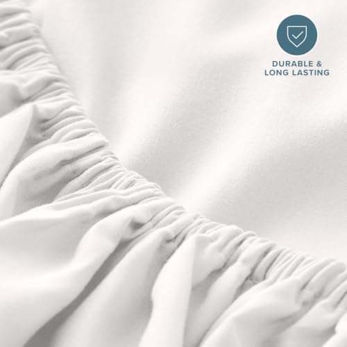 Bare Home Queen Fitted Sheet - 1800 Ultra-Soft (Queen, Antique White)