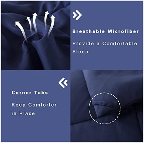 DOWNCOOL King Size Comforter Set -All Season Bedding Comforters Sets with 2 Pillow Cases -3 Pieces Bed Set Down Alternative King Bedding Set -Blue King Comforter Set(102"x90")