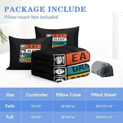 Nesker Gaming Twin Zipper Bedding for Boys, 3-Piece-All-in-one