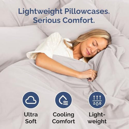 Standard Pillow Cases Set of 6 - Ultra Soft Pillowcase Covers - Light Grey