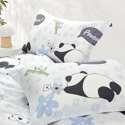 SAPHREAS Home Cute Duvet Cover 100% Cotton Cartoon Twin Comforter Cover Set 2pcs with Zipper Closure 1 Duvet Cover 1 Pillowsham Twin Size