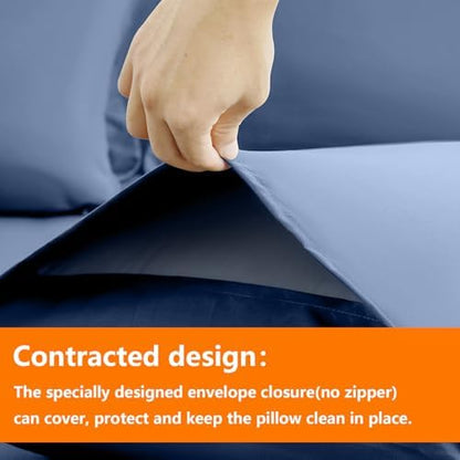 TAIMIT Slate Blue King Comforter Set - 7 Pieces, Bed in a Bag Bedding Sets with All Season Soft Quilted Warm Fluffy Comforter,Flat Sheet,Fitted Sheet,2 Pillow Shams,2 Pillowcases