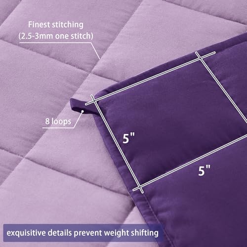 yescool Weighted Blanket for Adults 15lbsQueen Size, 60" x 80", Purple