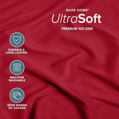 Bare Home Full Fitted Sheet - 1800 Ultra-Soft (Full, Red)