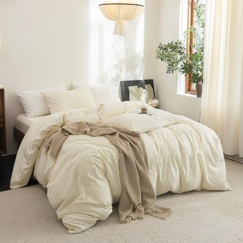 FOSSA Duvet Cover Set 100% Washed Cotton Linen Feel King