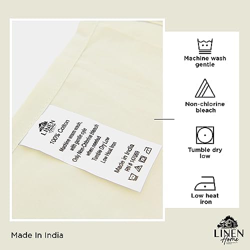 Linen Home 2-Pack King Sheet Set, 100% Cotton Percale Bedding, 8-Piece Value Bundle, Deep Pocket Cooling Bed Sheets for Hot Sleepers, Breathable & Crisp Hotel Quality, Long-Staple Cotton, Cream