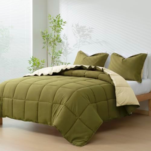 HIG 3pc Olive King Size Bedding Comforter Set Duvet Insert Blanket
