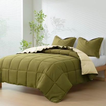 HIG 3pc Olive King Size Bedding Comforter Set Duvet Insert Blanket