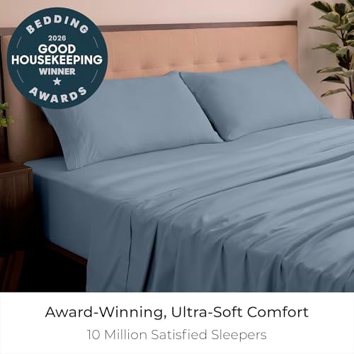 Mellanni Iconic 4-Piece, Ultra Soft Sheet Set (Cal King, Blue Hydrangea)