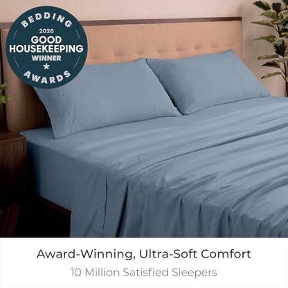 Mellanni Iconic 4-Piece, Ultra Soft Sheet Set (King, Blue Hydrangea)