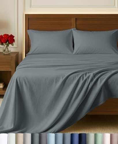 California Design Den 100% Egyptian Cotton Full Size Bed Sheets, Grey