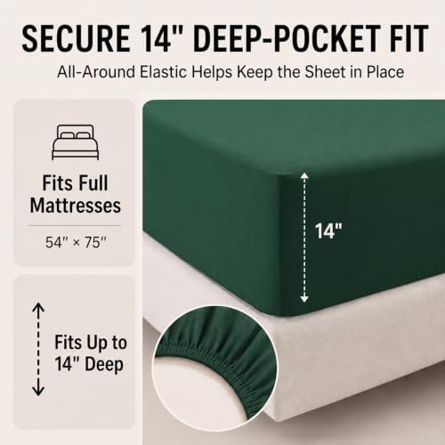 CozyLux Full Size Comforter Sets Emerald Green - 7 Pieces Bed in a Bag