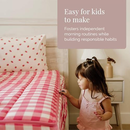 Beddy's Dark Pink Checkered All-in-One Zipper Bedding Set for Kids - Full