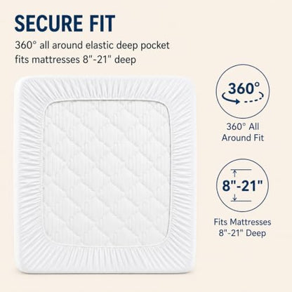 CozyLux Full Mattress Pad, Cotton Top, 450 GSM Down Alternative Fill