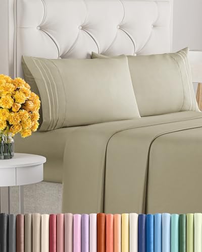 Queen Size 4 Piece Sheet Set - Ultra Soft & Cooling Bed Sheets - Taupe