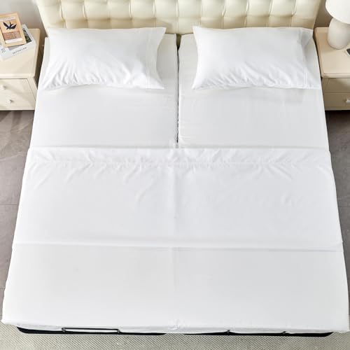 Kingnex 28-30 Split Top King Sheets Sets for Adjustable Bed White