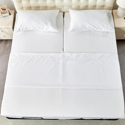 Kingnex 28-30 Split Top King Sheets Sets for Adjustable Bed White