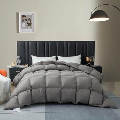 Down Fiber Comforter Queen Size, Lightweight Summer Duvet Insert Grey