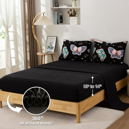 A Nice Night Butterfly 5pc Comforter Set Glow in The Dark Kids,Queen