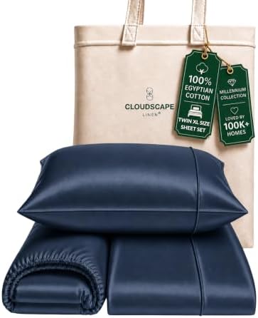 CLOUDSCAPE Millennium Series Egyptian Cotton Sheets TwinXL Size, Dark Denim