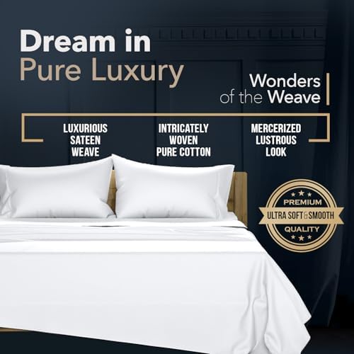 TEXAS LINEN CO. 100% Egyptian Cotton Sheets King Size - 1500 Series High Thread Count King Size Bed Sheets Set (4 PC, White), 17" Deep Pocket Luxury Hotel Bedding - Couture Comfortin' Collection