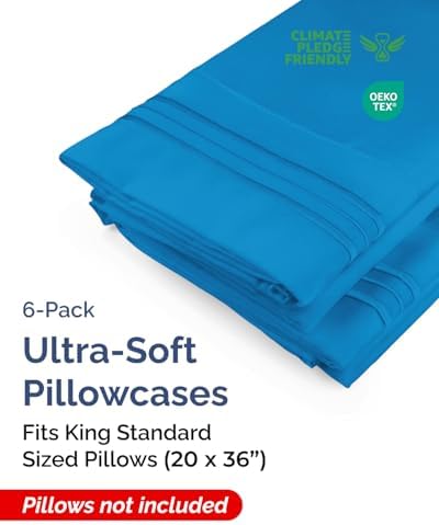 King Standard Pillow Cases Set of 6 - Soft Pillowcase Covers - Royal Blue