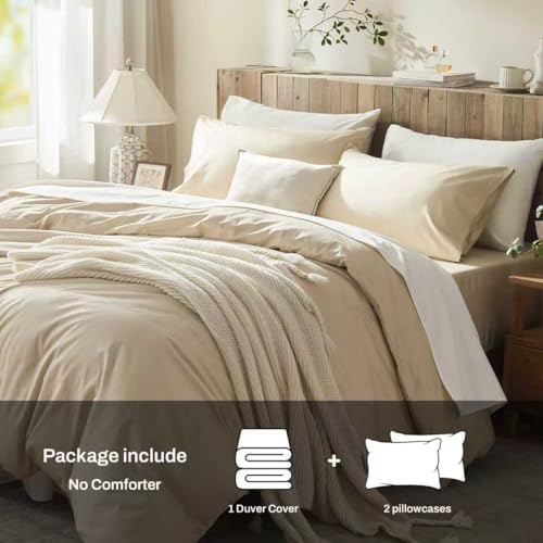 Duvet Cover King Size Duvet Cover Set 100% Egyptian Cotton, 1600 Thread Count,Ultra Soft & Breathable Luxury Bedding with Zipper Closure & Corner Ties, 3PCS(Khaki,104''x90''