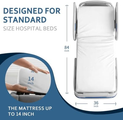 2 Pack Fitted Hospital Bed Sheets 36"x 84"x 14", Grey and White