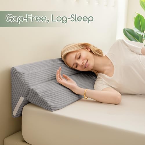 HIGOGOGO Twin Size Wedge Pillow for Headboard Gap - Multi Functional Mattress Wedge Bed Gap Filler Close The Gap (0-7") Between Your Mattress and Headboard or Wall (Light Grey 39"x11"x9")