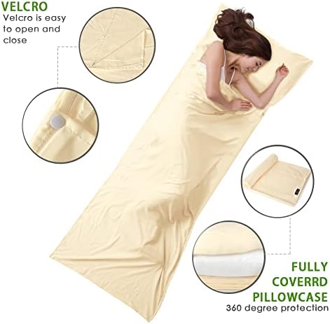Travel and Camping Sheet Sleeping Bag Liner - Lightweight Compact and Portable Adult Sleeping Bag - Ideal for Traveling,Hostels and Camping