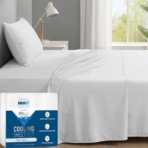Coolmax® Cooling Sheets for Hot Sleepers, Twin Size, White