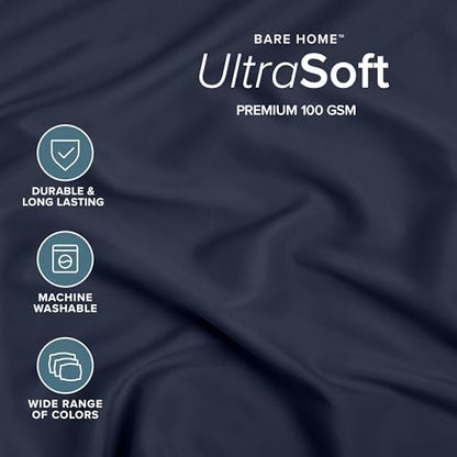 Bare Home Full Fitted Sheet - 1800 Ultra-Soft (Full, Midnight Blue)