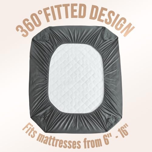 Downstoria Waterproof Mattress Protector, Twin Size Mattress Pad, Soft Breathable Gray Mattress Cover with 6"-16" Deep Pocket, Dirt-Proof Washable Bed Cover for Home, Bedroom, Hotel